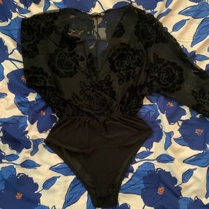 Sheer Black Floral Bodysuit 🥀 NWOT
